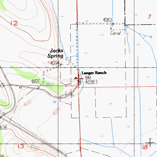 Topographic Map of Langer Ranch, CA
