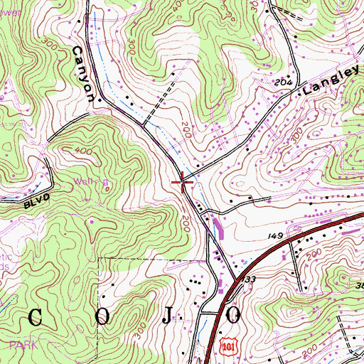 Topographic Map of Langley Canyon, CA