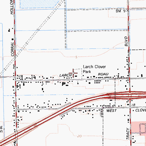 Topographic Map of Larch Clover Park, CA
