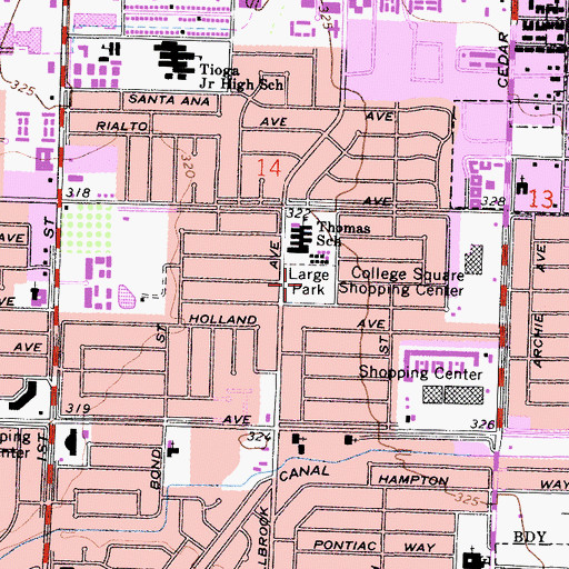 Topographic Map of Large Park, CA