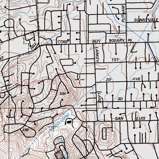 Topographic Map of Larkey School, CA