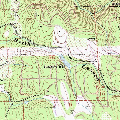Topographic Map of Larsen Reservoir, CA