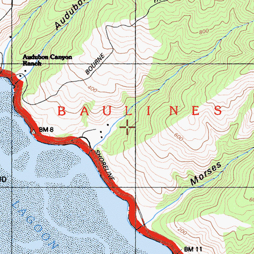 Topographic Map of Las Baulines, CA