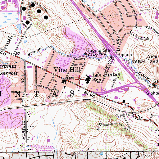 Topographic Map of Las Juntas Elementary School, CA
