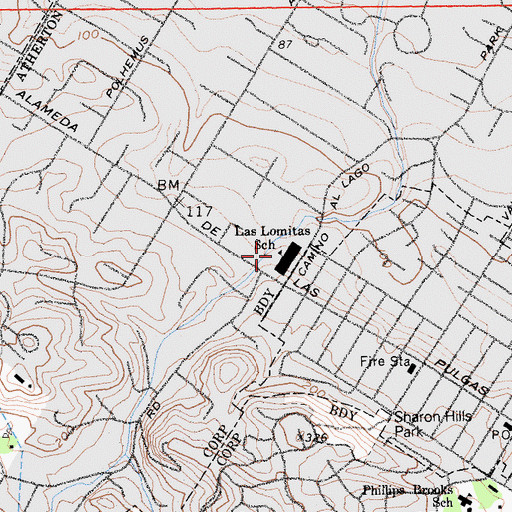 Topographic Map of Las Lomitas Elementary School, CA