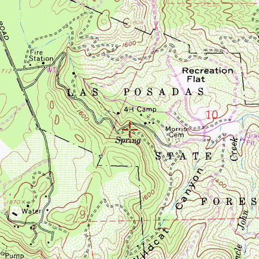 Topographic Map of Las Posadas State Forest, CA