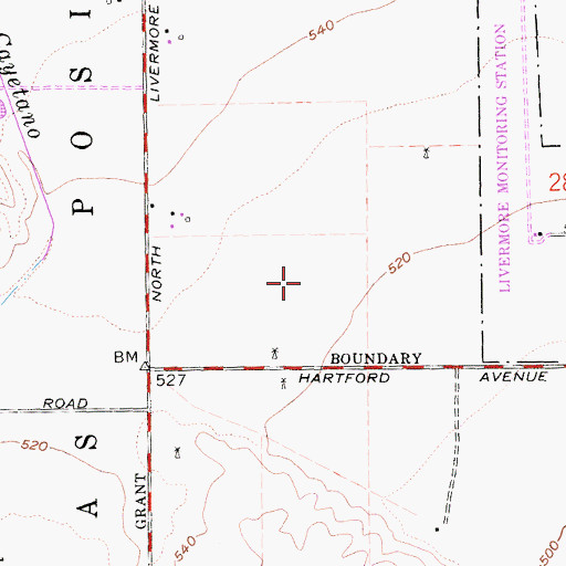 Topographic Map of Las Positas, CA