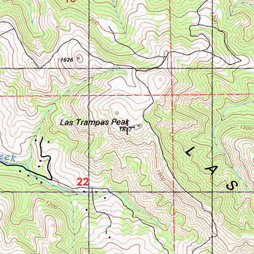 Topographic Map of Las Trampas Peak, CA