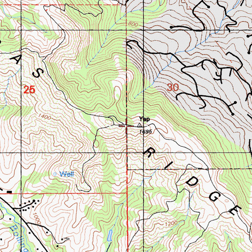 Topographic Map of Las Trampas Ridge, CA
