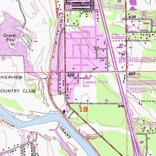 Topographic Map of Lassen View Elementary School, CA