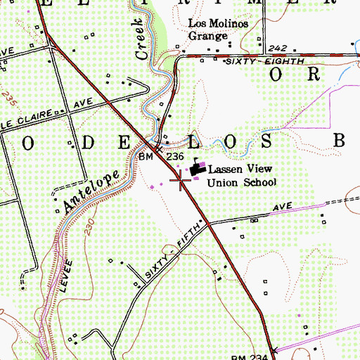 Topographic Map of Lassen View Elementary School, CA