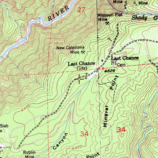 Topographic Map of Last Chance, CA