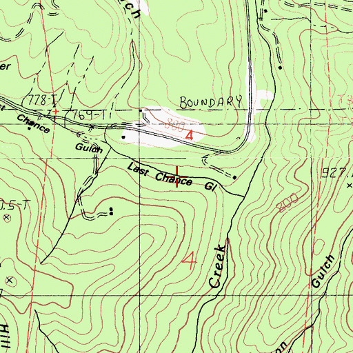Topographic Map of Last Chance Gulch, CA
