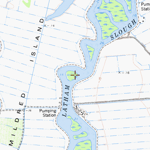 Topographic Map of Latham Slough, CA