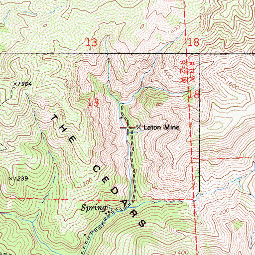 Topographic Map of Laton Mine, CA
