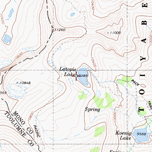 Topographic Map of Latopie Lake, CA