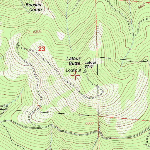 Topographic Map of Latour Butte, CA