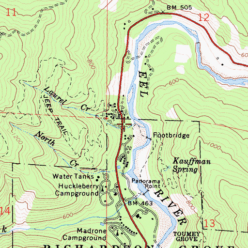 Topographic Map of Laurel Creek, CA