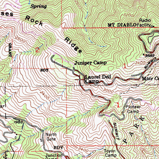 Topographic Map of Laurel Dell Camp, CA
