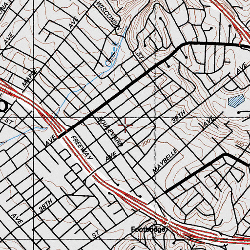 Topographic Map of Laurel Elementary School, CA