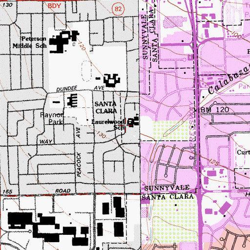 Topographic Map of Laurelwood Elementary School, CA