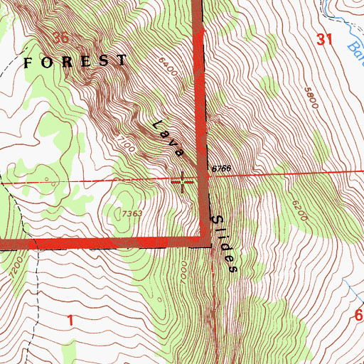 Topographic Map of Lava Slides, CA