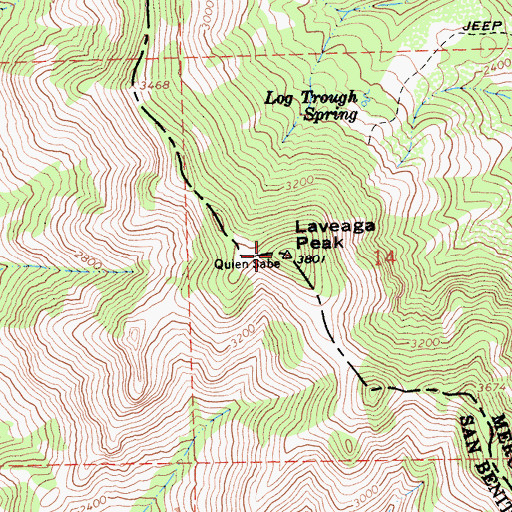 Topographic Map of Laveaga Peak, CA