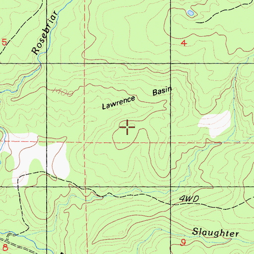 Topographic Map of Lawrence Basin, CA