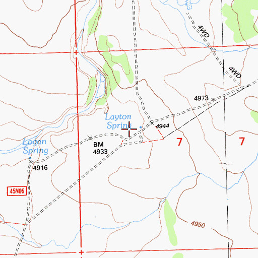 Topographic Map of Layton Spring, CA