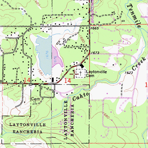 Topographic Map of Laytonville Cemetery, CA