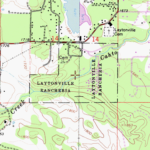 Topographic Map of Laytonville Rancheria, CA