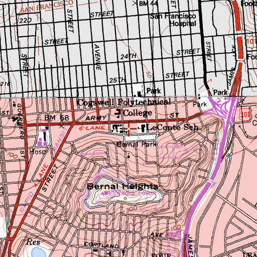 Topographic Map of Leonard Flynn Elementary School, CA