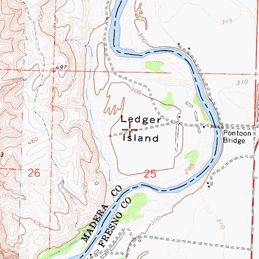 Topographic Map of Ledger Island, CA