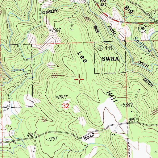 Topographic Map of Lee Hill, CA