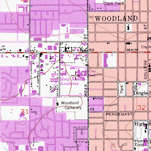 Topographic Map of Lee Middle School, CA