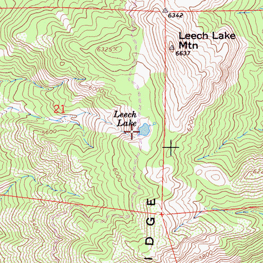 Topographic Map of Leech Lake, CA