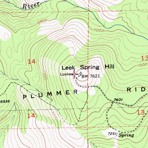 Topographic Map of Leek Spring Hill, CA