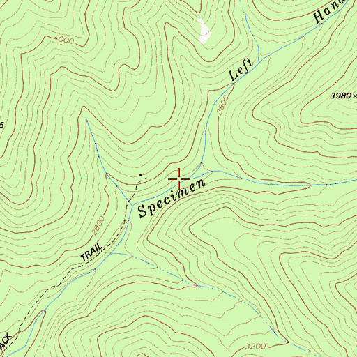 Topographic Map of Left Hand Fork Specimen Creek, CA