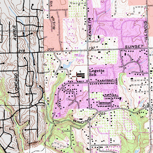 Topographic Map of Earl Legette Elementary School, CA