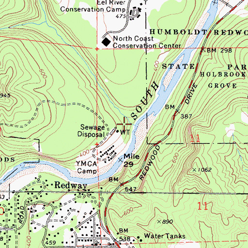 Topographic Map of Leggett Creek, CA