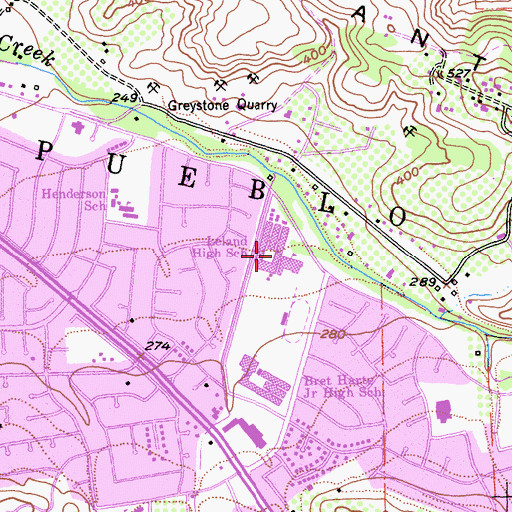 Topographic Map of Leland High School, CA