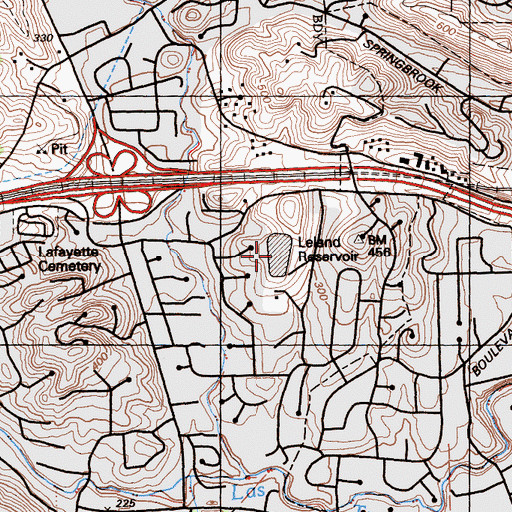 Topographic Map of Leland Reservoir, CA