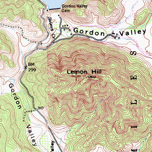 Topographic Map of Lemon Hill, CA