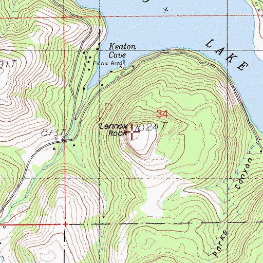 Topographic Map of Lennox Rock, CA