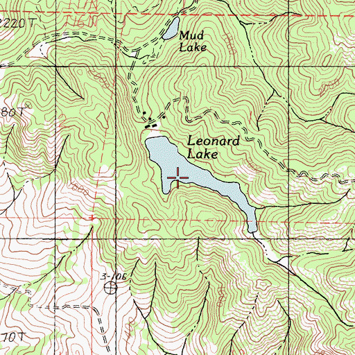 Topographic Map of Leonard Lake, CA