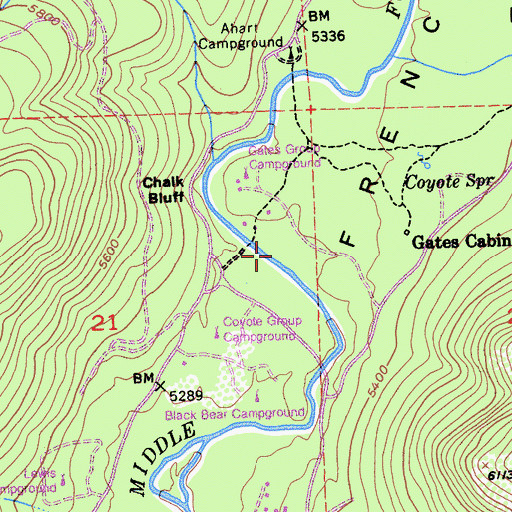Topographic Map of Lewis Campground, CA
