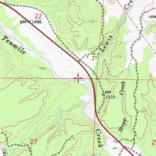 Topographic Map of Lewis Creek, CA