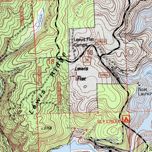 Topographic Map of Lewis Flat, CA