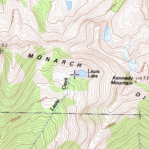Topographic Map of Lewis Lake, CA