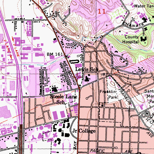Topographic Map of Lewis Adult Education Center, CA